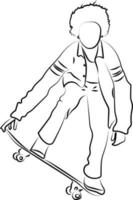 menino patinação, ilustração, vetor em fundo branco.