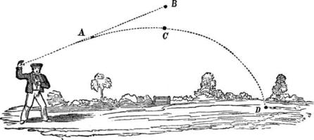 pessoa jogou uma pedra, ilustração vintage. vetor