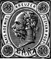 Áustria 3 kreuzer 10 para carimbo em 1890, ilustração vintage. vetor
