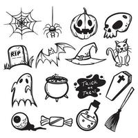 ícones de halloween em uma ilustração vetorial de fundo branco vetor