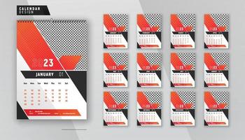 calendário de parede 2023 modelo de design de planejador criativo moderno de 12 páginas vetor