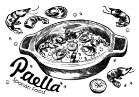 Paella espanhola Food vetor