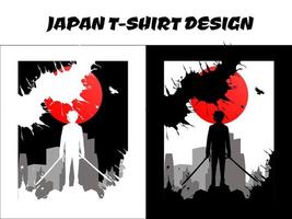 ilustração vetorial de samurai masculino, design de camiseta japonesa, vetor de silhueta japão samurai para conceito de camiseta de design, silhueta samurai, anime de menino samurai