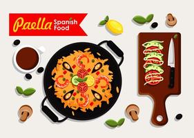 Paella espanhola Food vetor