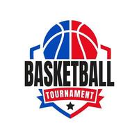 escudo de esportes americano logotipo do clube de basquete, clube de basquete. emblema do clube de basquete de torneio, modelo de design em fundo branco vetor