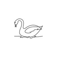 ilustração de logotipo de cisne de uma linha vetor