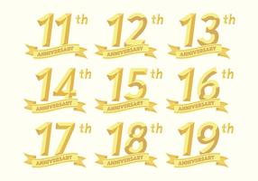11 a emblemas 19º aniversário vetor