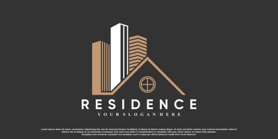 ilustração de design de logotipo de residência com casa de ícone e conceito criativo vetor