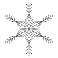 ícone de vetor doodle floco de neve. tema de natal e inverno. ilustração plana simples sobre fundo branco.