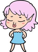 personagem de garota elfa vetorial em estilo cartoon vetor
