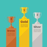 Copas de campeão ouro prata e bronze classificando infográfico com texto de exemplo vetor