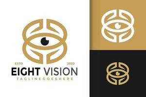 design de logotipo de visão de oito olhos, vetor de logotipos de identidade de marca, logotipo moderno, modelo de ilustração vetorial de designs de logotipo