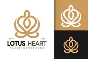 design de logotipo de coração de lótus, vetor de logotipos de identidade de marca, logotipo moderno, modelo de ilustração vetorial de designs de logotipo