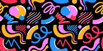 vetor sem costura padrão de fundo ilustração doodle forma abstrata, retrô brilhante mão desenhada, fundo abstrato em quadrinhos, desenho plano em estilo infantil