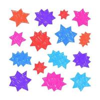 conjunto de quadro de estrela de bolhas de discurso marcador desenhados à mão. fundo de elementos de design vetor