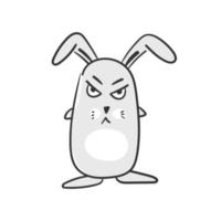 lindo coelhinho bravo. ilustração dos desenhos animados de um coelhinho engraçado isolado em um fundo branco. símbolo de 2023 de acordo com o calendário chinês. vetor