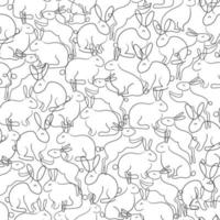 linha de arte animal coelho, padrão sem emenda moderno de vetor em branco. símbolo do ano novo chinês 2023