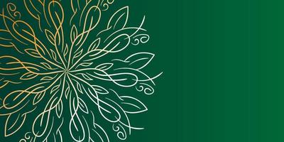 design de banner simples com mandala dourada sobre fundo verde. lugar para texto vetor