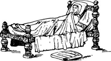 cama medieval, ilustração vintage. vetor
