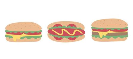 ícone de vetor desenhado à mão de ilustração de hambúrguer