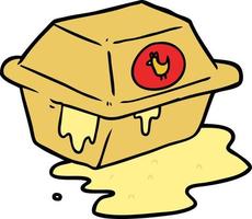 caixa de comida de frango frito de desenho animado doodle vetor