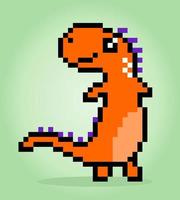 Dinossauros t-rex de pixel de 8 bits. animais em ilustrações vetoriais para padrões de ponto cruz. vetor