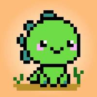 Pixels de dinossauro de 8 bits. animais em ilustrações vetoriais para padrões de ponto cruz. vetor