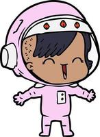 doodle personagem de desenho animado mulher astronauta vetor