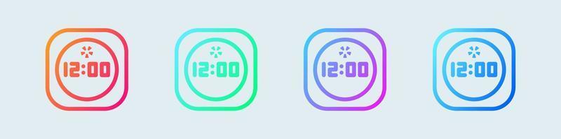 ícone de linha de relógio em cores gradientes. ilustração vetorial de sinais de tempo vetor