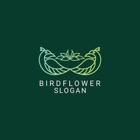 modelo de ícone de design de logotipo de flor de pássaro vetor