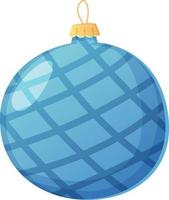 bola tradicional de rede azul de natal em estilo cartoon realista. vetor