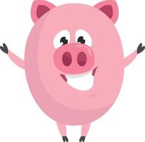 porco rosa feliz, ilustração, vetor em fundo branco