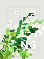 design ecológico floral de primavera com flores de lírio branco, folhas verdes e plantas suculentas. modelo vetorial para flyer, banner ou cartão. fundo ilustrado da natureza. vetor