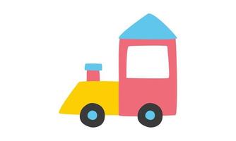 clipart de trem de brinquedo de bebê simples. ilustração em vetor plana de trem de brinquedo bonito garoto colorido. ícone de estilo de desenho animado de trem de brinquedo de crianças minimalistas. crianças, chá de bebê, crianças e conceito de decoração de berçário