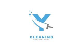 y serviços de limpeza de logotipo para empresa de branding. ilustração vetorial de modelo de trabalho doméstico para sua marca. vetor