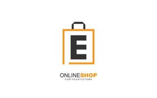 e logo onlineshop para empresa de branding. ilustração vetorial de modelo de bolsa para sua marca. vetor