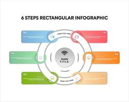 6 passos infográfico retangular vetor
