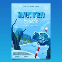 cartaz de venda promocional de inverno vetor