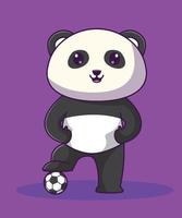 panda fofo com ilustração vetorial de futebol vetor