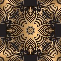 fundo de mandala elegante com padrão floral de luxo dourado para design de banner, cartão de visita e vetor de design de pôster