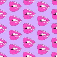 sem costura padrão com lábios de mulher rosa. tema de amor, design feminino. ilustração vetorial desenhada à mão vetor