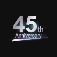 logotipo moderno de celebração de aniversário de 45 anos de prata vetor