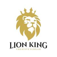 modelo de logotipo da coroa do leão real. símbolo de crista de leão de ouro elegante. ícone de identidade de marca premium rei vetor