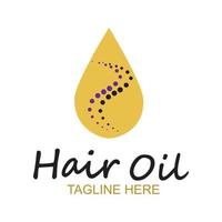 logotipo essencial de óleo de cabelo com vetor de símbolo de óleo de gota e logotipo de cabelo