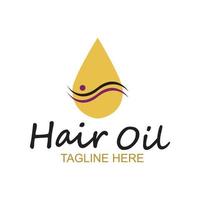 logotipo essencial de óleo de cabelo com vetor de símbolo de óleo de gota e logotipo de cabelo