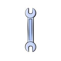ícone azul de construção de uma chave de boca aberta projetada para apertar e soltar porcas e parafusos para reparo. ferramenta de serralharia de construção. ilustração vetorial vetor