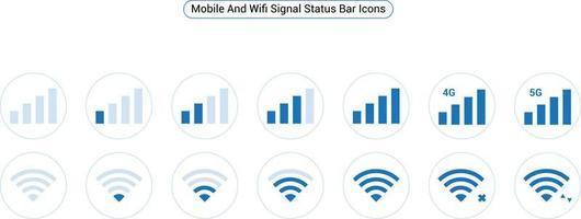 conjunto de ícones de sinal de internet do smartphone, ícone de sinal wifi vetor