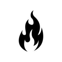 ícone de chama de fogo, ícone preto isolado no fundo branco vetor
