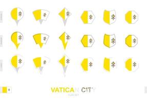 coleção da bandeira da cidade do vaticano em diferentes formas e com três efeitos diferentes. vetor