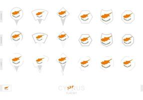 coleção da bandeira de Chipre em diferentes formas e com três efeitos diferentes. vetor